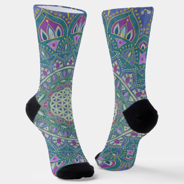 Blume des Lebens - Mandala Indien Stil 1 Socken (Gewinkelt)