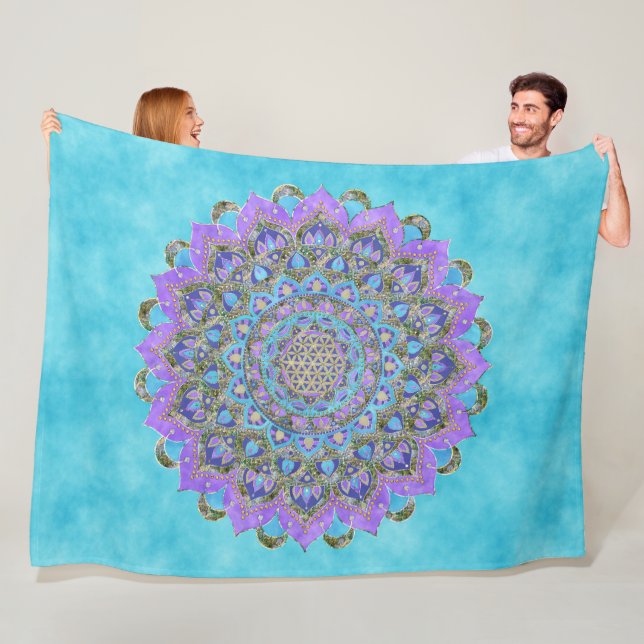Blume des Lebens - Mandala Indien Stil 2 Fleecedecke (Beispiel)