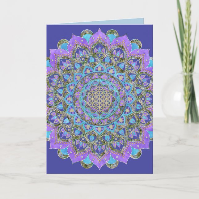 Blume des Lebens - Mandala Indien Stil 2 Karte (Vorderseite)