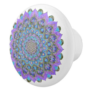 Blume des Lebens - Mandala Indien Stil 2 Keramikknauf