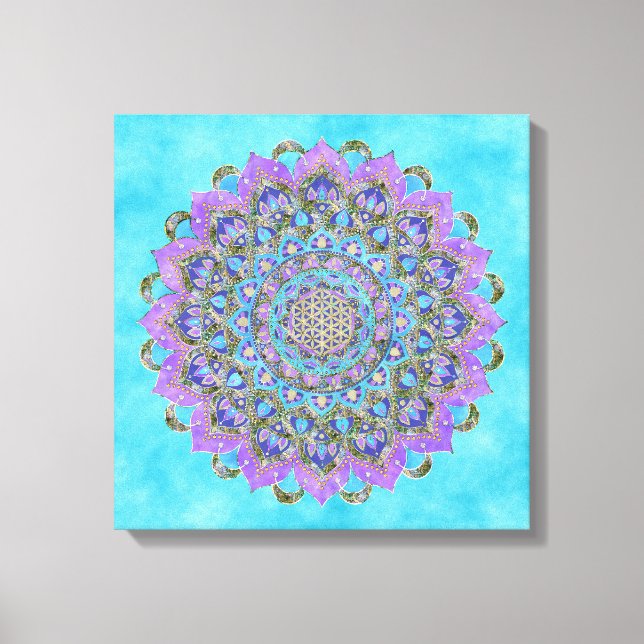 Blume des Lebens - Mandala Indien Stil 2 Leinwanddruck (Vorderseite)