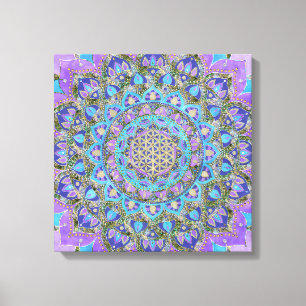 Blume des Lebens - Mandala Indien Stil 2 Leinwanddruck