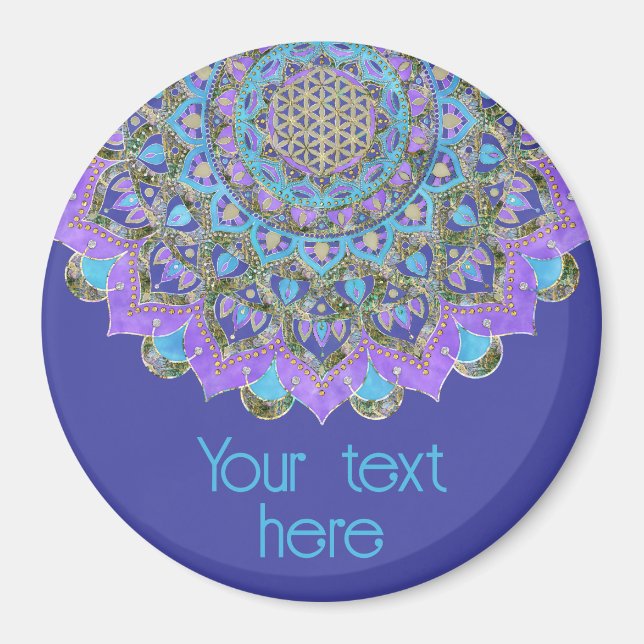 Blume des Lebens - Mandala Indien Stil 2 Magnet (Vorne)