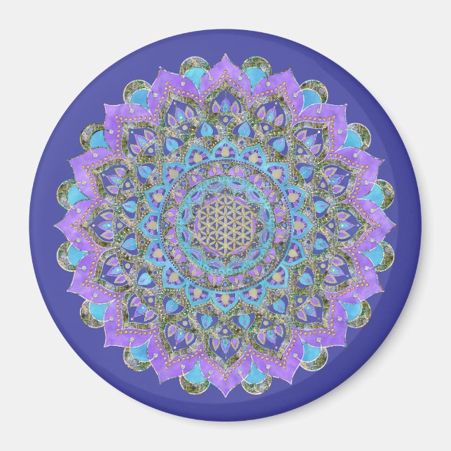 Blume des Lebens - Mandala Indien Stil 2 Magnet (Vorne)