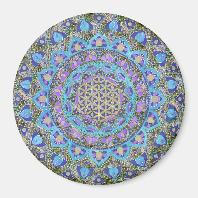Blume des Lebens - Mandala Indien Stil 2 Magnet (Vorne)