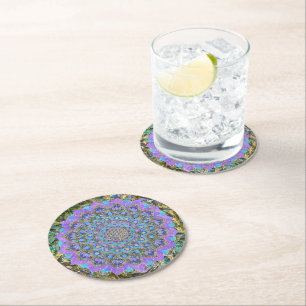 Blume des Lebens - Mandala Indien Stil 2 Runder Pappuntersetzer