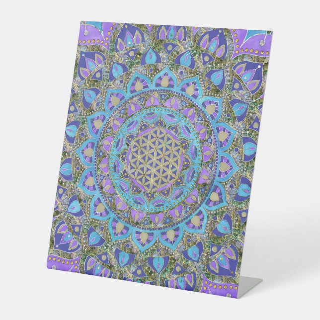 Blume des Lebens - Mandala Indien Stil 2 Sockelschild (Vorderseite)