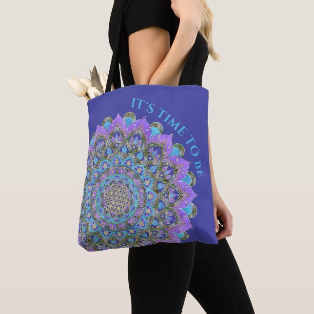 Blume des Lebens - Mandala Indien Stil 2 Tasche (Von Nahem)