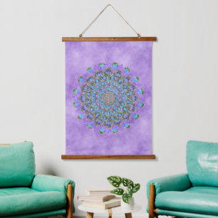Blume des Lebens - Mandala Indien Stil 2 Wandteppich Mit Holzrahmen