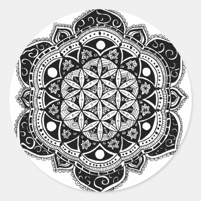 Blume des Lebens Mandala Runder Aufkleber (Vorderseite)