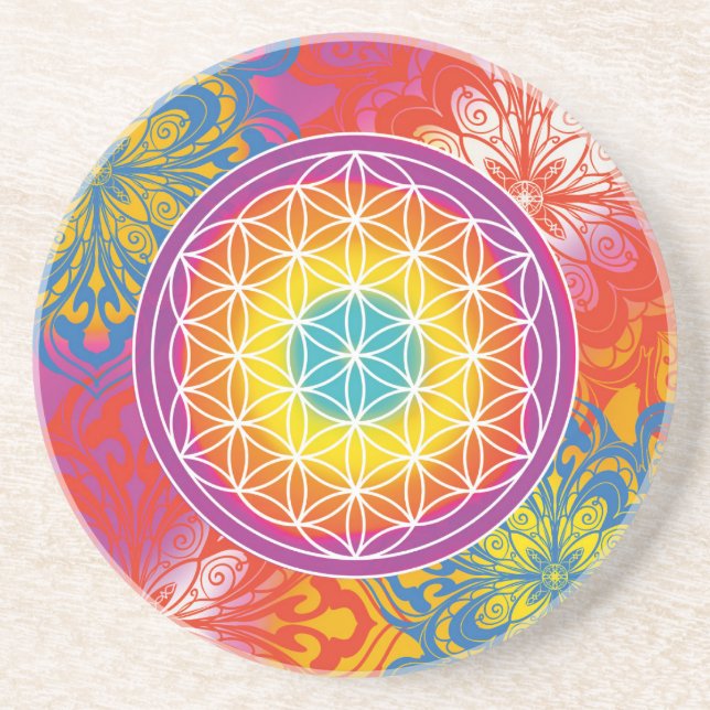 Blume des Lebens mandala Zen Getränkeuntersetzer (Vorne)