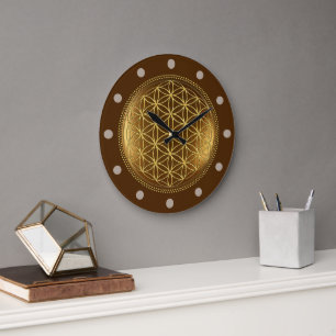 BLUME DES LEBENS - Medaillon der Heiligen Geometri Große Wanduhr