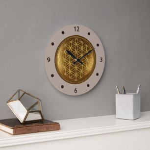 BLUME DES LEBENS - Medaillon der Heiligen Geometri Große Wanduhr