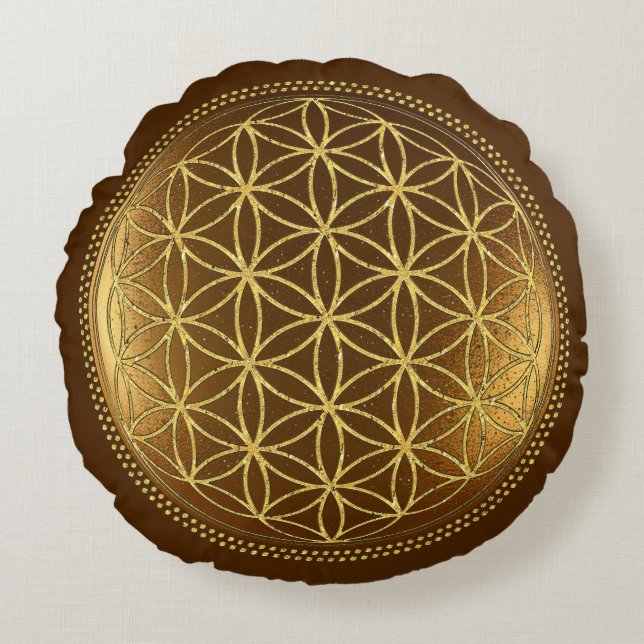 BLUME DES LEBENS - Medaillon der Heiligen Geometri Rundes Kissen (Vorderseite)