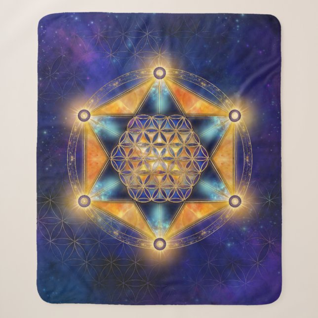 Blume des Lebens Merkaba Stern - Heilige Geometrie Sherpadecke (Vorderseite)