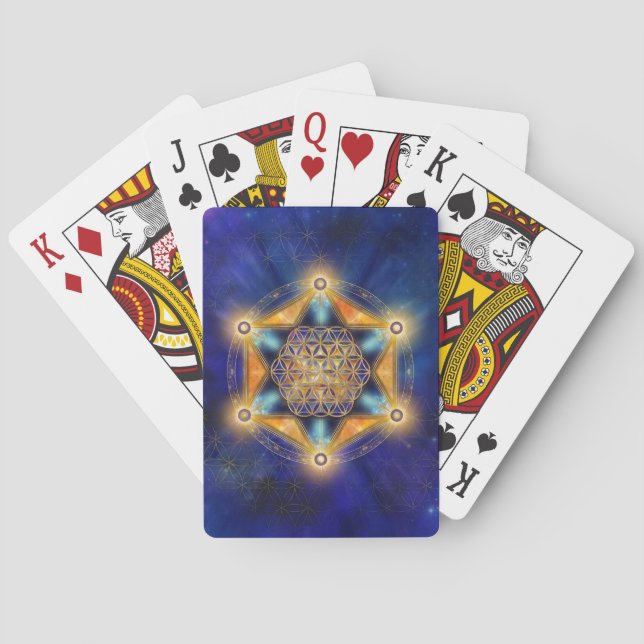 Blume des Lebens Merkaba Stern - Heilige Geometrie Spielkarten (Rückseite)