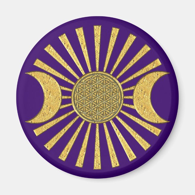 Blume des Lebens mit dem Mond Magnet (Vorne)