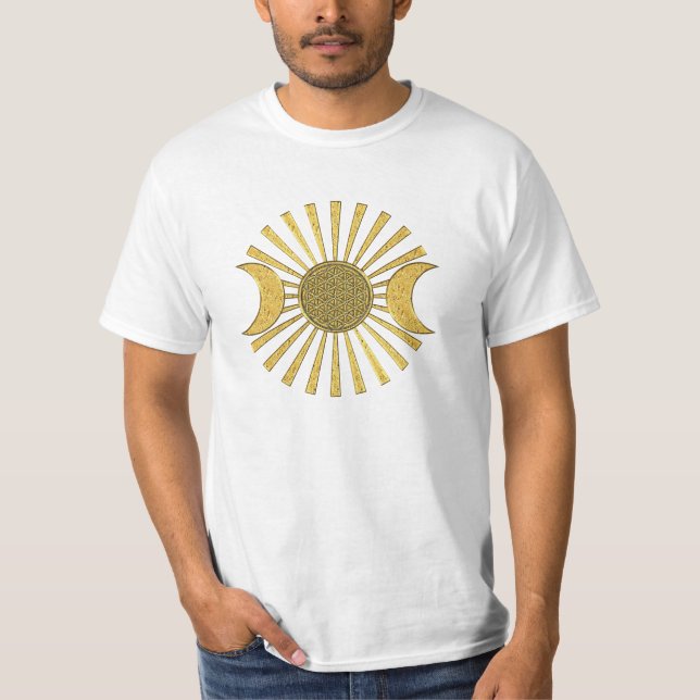 Blume des Lebens mit Mond T-Shirt (Vorderseite)