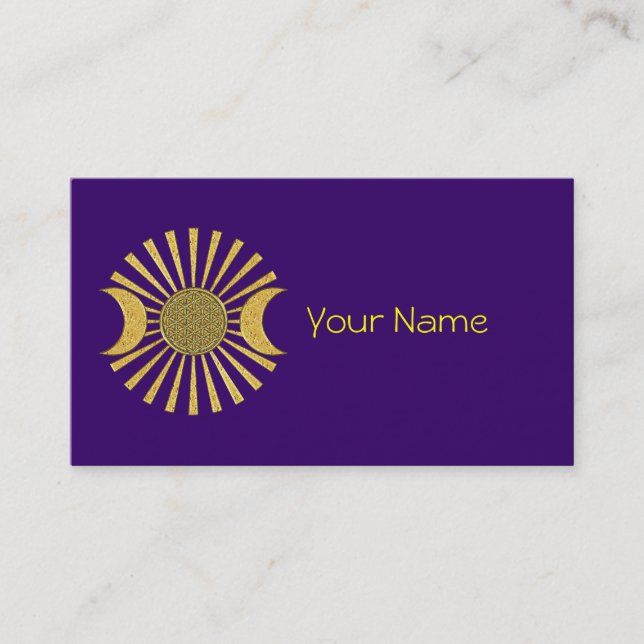 Blume des Lebens mit Mond Visitenkarte (Vorderseite)