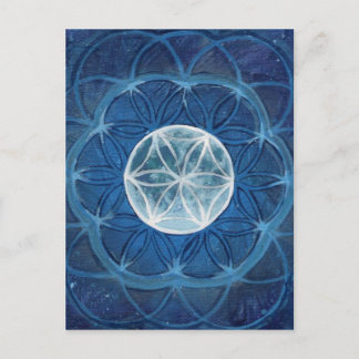 Blume des Lebens Mond Mandala Postkarte