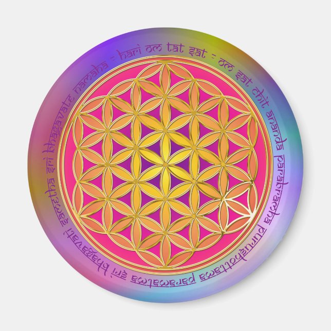 Blume des Lebens / Moola Mantra Magnet (Vorne)
