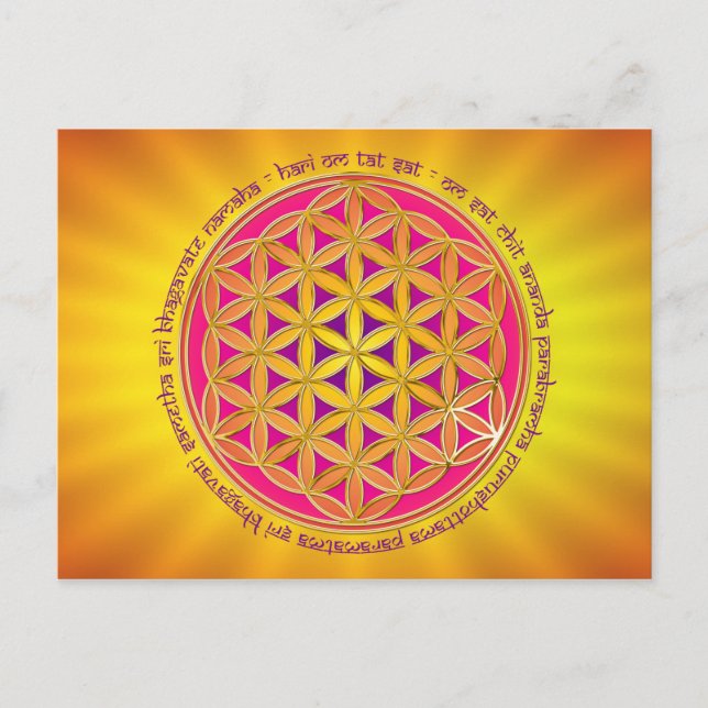 Blume des Lebens / Moola Mantra Postkarte (Vorderseite)