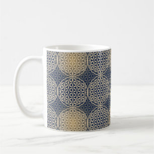 Blume des Lebens - Muster der Briefmarke - blauer Kaffeetasse