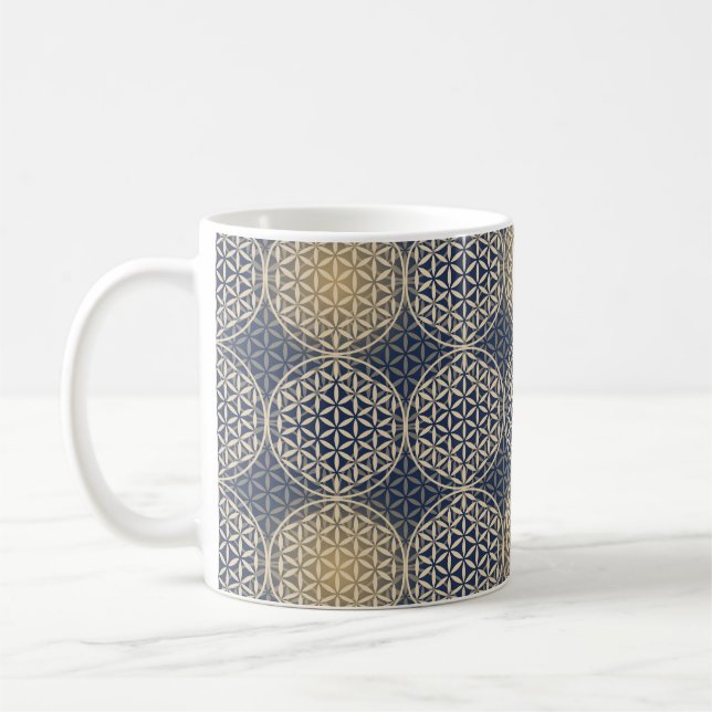 Blume des Lebens - Muster der Briefmarke - blauer  Kaffeetasse (Links)