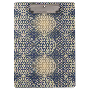 Blume des Lebens - Muster der Briefmarke - blauer  Klemmbrett