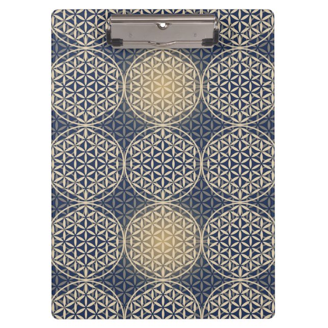Blume des Lebens - Muster der Briefmarke - blauer  Klemmbrett (Vorderseite)