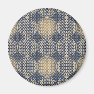 Blume des Lebens - Muster der Briefmarke - blauer Magnet