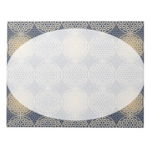 Blume des Lebens - Muster der Briefmarke - blauer  Notizblock
