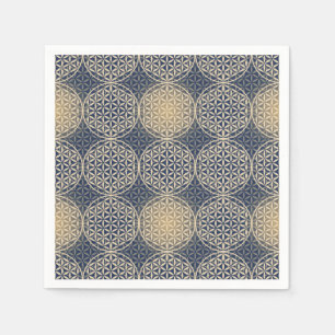 Blume des Lebens - Muster der Briefmarke - blauer Serviette
