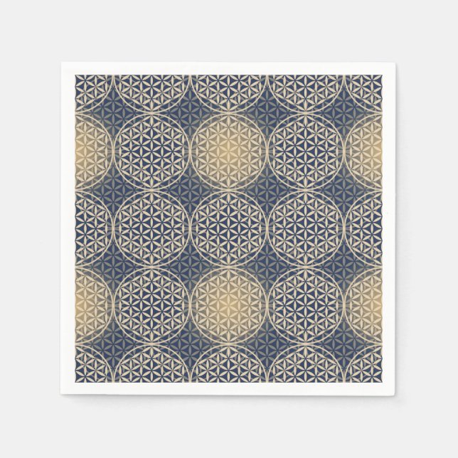 Blume des Lebens - Muster der Briefmarke - blauer  Serviette (Vorderseite)