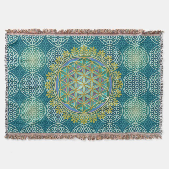 Blume des Lebens - Muster der Briefmarke - Cyan Decke (Vorderseite)