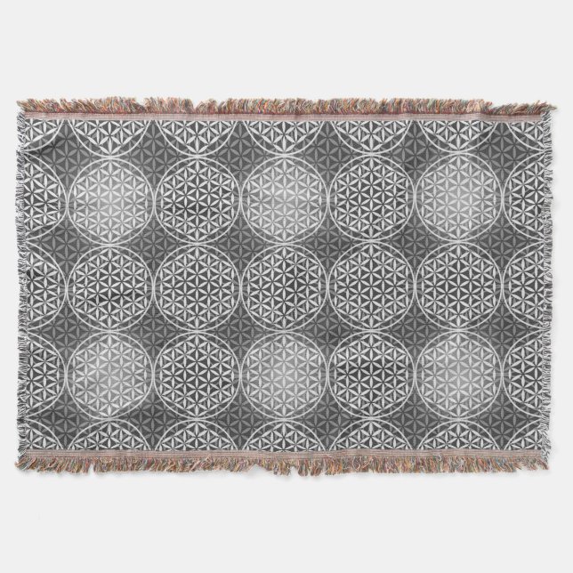 Blume des Lebens - Muster der Briefmarke - grau Decke (Vorderseite)