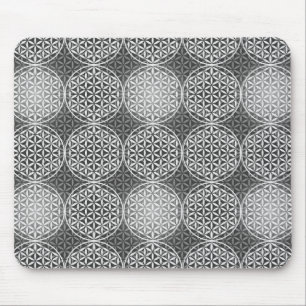 Blume des Lebens - Muster der Briefmarke - grau Mousepad
