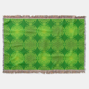 Blume des Lebens - Muster der Briefmarke - grün Decke