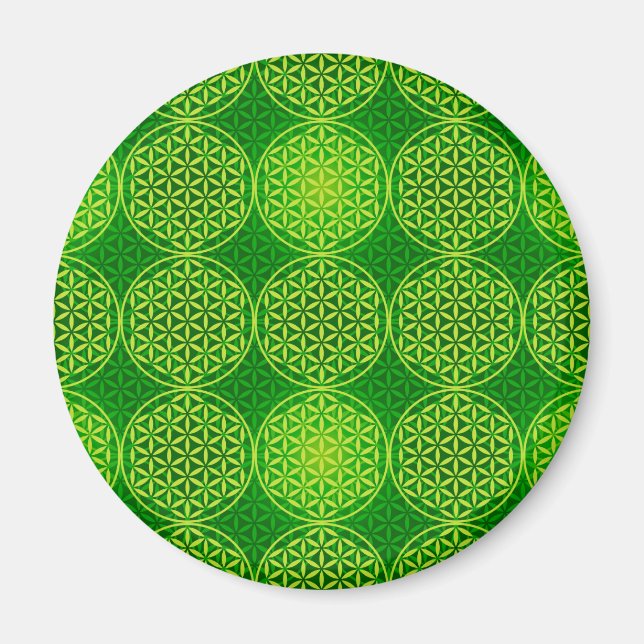 Blume des Lebens - Muster der Briefmarke - grün Magnet (Vorne)