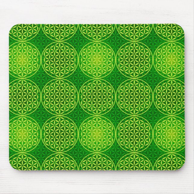 Blume des Lebens - Muster der Briefmarke - grün Mousepad (Vorne)
