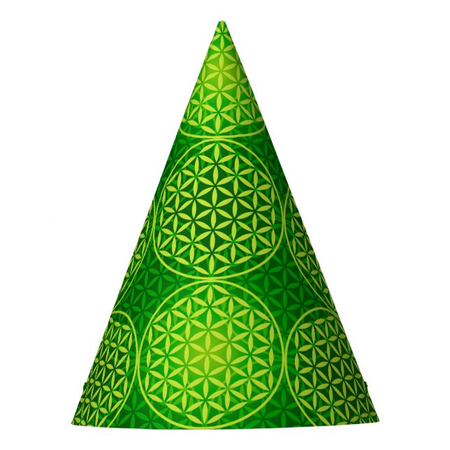 Blume des Lebens - Muster der Briefmarke - grün Partyhütchen (Vorderseite)