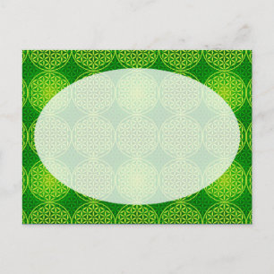 Blume des Lebens - Muster der Briefmarke - grün Postkarte