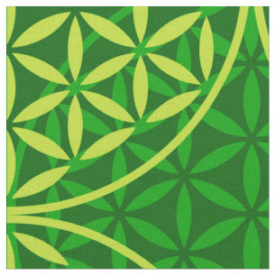 Blume des Lebens - Muster der Briefmarke - grün Stoff