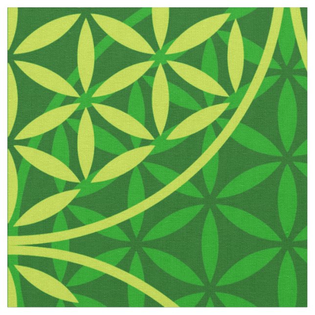 Blume des Lebens - Muster der Briefmarke - grün Stoff (Nahaufnahme)