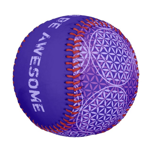 Blume des Lebens - Muster der Briefmarke - lila Baseball (Schrägansicht)