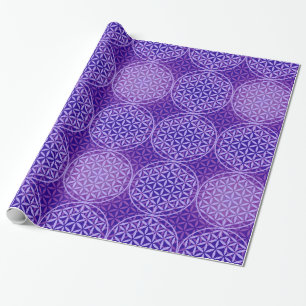 Blume des Lebens - Muster der Briefmarke - lila Geschenkpapier