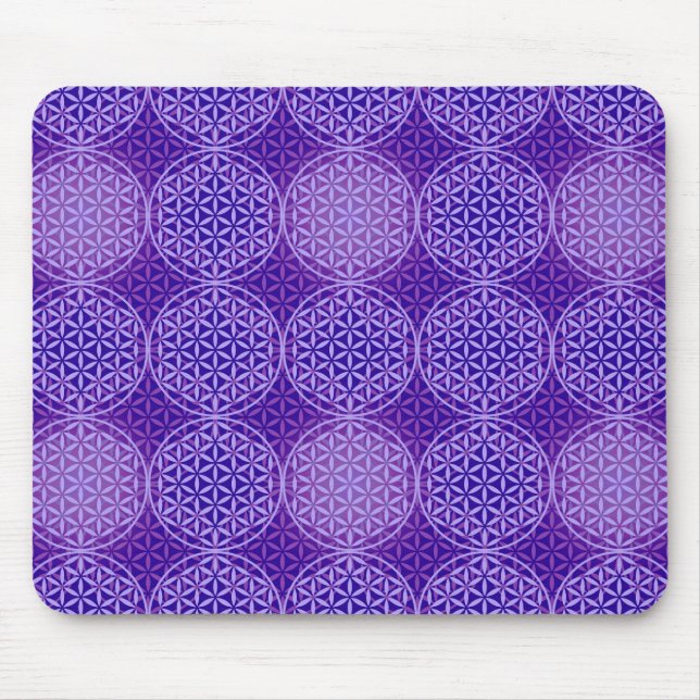 Blume des Lebens - Muster der Briefmarke - lila Mousepad (Vorne)
