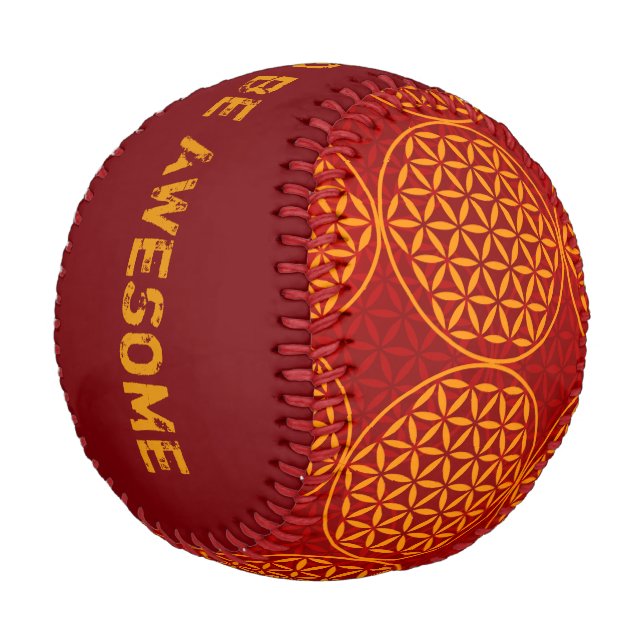Blume des Lebens - Muster der Briefmarke - orange Baseball (Schrägansicht)