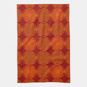 Blume des Lebens - Muster der Briefmarke - orange Küchentuch
