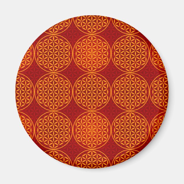 Blume des Lebens - Muster der Briefmarke - orange Magnet (Vorne)